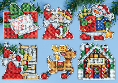 Tobin Santa's Workshop Ornaments Kit Punto Cruz 3.0 X 4.0 14