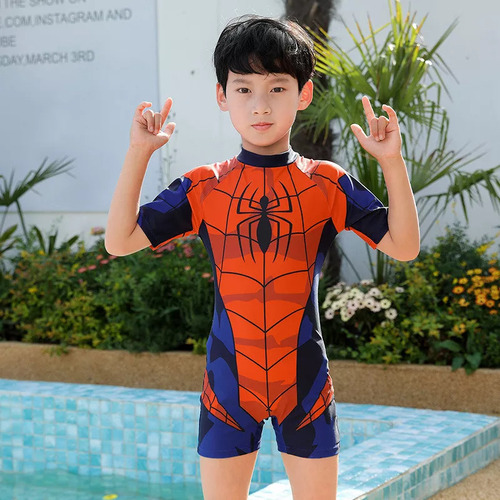 N Traje De Baño Q Spiderman Para Niños, Con Protección
