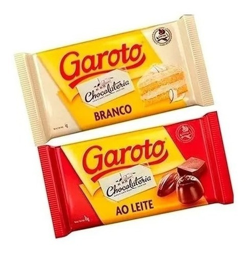 Kit C/2 Barra Chocolate Garoto Ao Leite E Branco