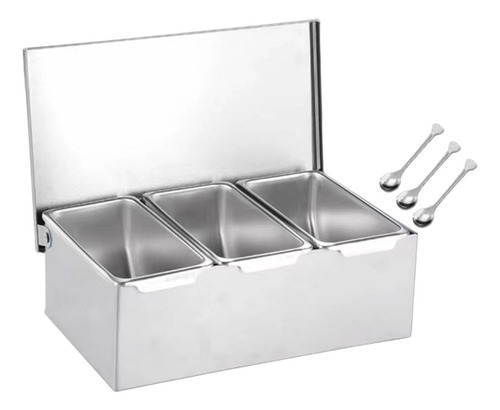 Caja De Condimentos De Acero Inoxidable, Caja De 3 Rejillas
