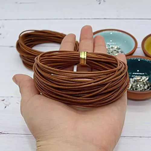 10 Meters 1.8mm Genuine Leather Cord for Jewelry Making and 124 Jewelry Findings, Thread Leather Necklace Cord, String for Bracelets, Necklace