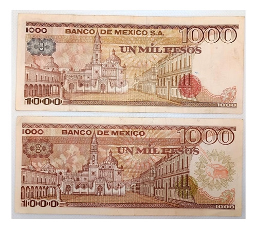 Par De Billetes De 1000 Pesos Con Y Sin Tintero 1981 Y 1984 (Usado)