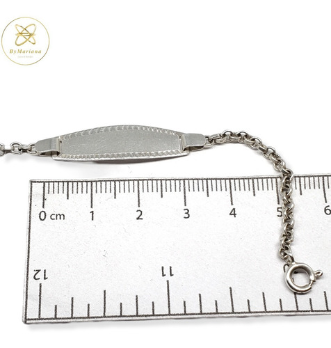 Imagen 6 de 7 de Pulsera Plata Bebe Con Chapita X 14cm