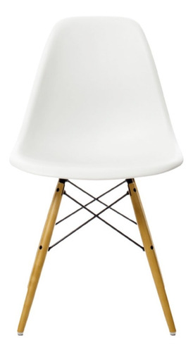 Silla De Comedor Plástico Diseño Dsw Madera - Eames X 4 Color de la estructura de la silla Blanco Color del asiento Blanco