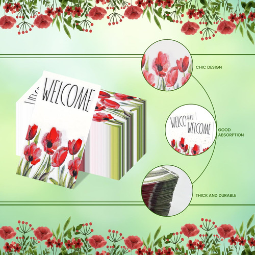 Servilletas De Papel De 200 Flores, Servilletas De Papel De