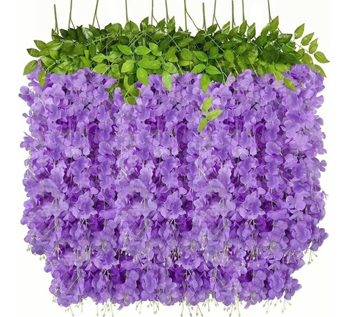 Flores Artificial Wisteria 12pzs 1.1m Decoración Fiesta Boda