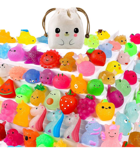 24 Squishy Mochi Escarchado C/ Bolsita Kawaii