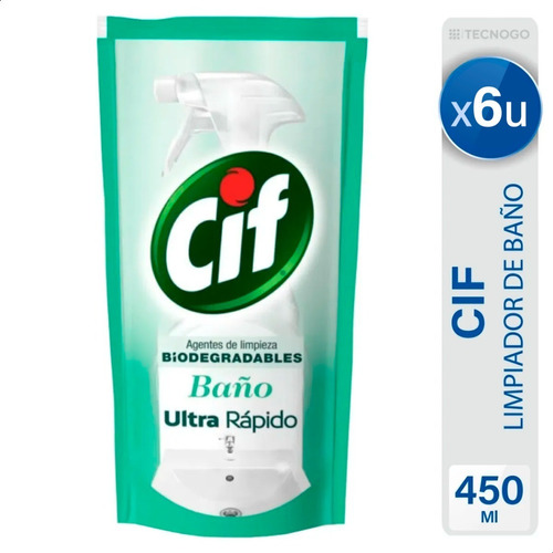 Limpiador De Baño Cif Ultra Rapido Biodegradables X6