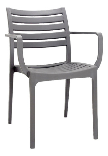 Silla Atlanta En Polipropileno Apilable Moderna Patio Jardín Color Gris