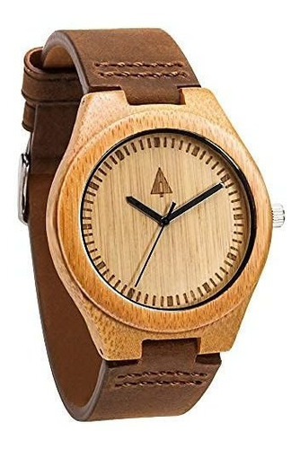 Reloj De Bambu De Madera De Treehut Con El Analogo De Cuarzo