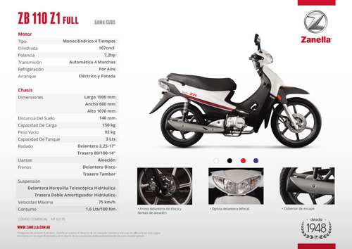 Zanella Zb 110 Full Con Freno De Disco, Financiada!