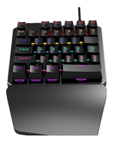 Imagen 2 de 4 de Teclado gamer HXSJ J100 HXSJ Blue color negro con luz rainbow
