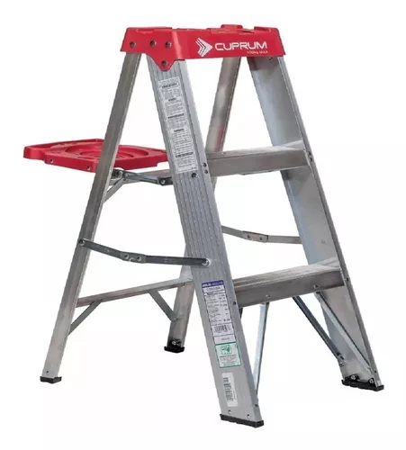 Escalera tipo tijera de aluminio 2 peldaños (carga 225 kg) C201202N, Marca  CUPRUM