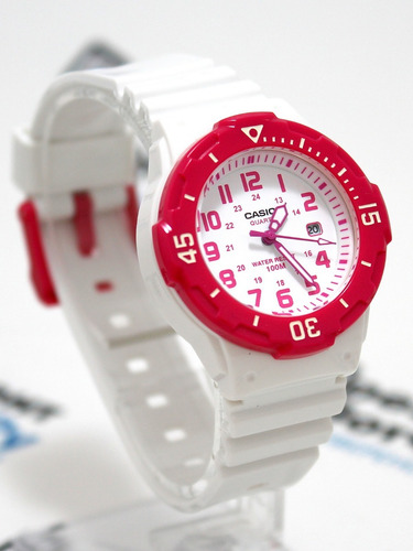 Reloj Casio Quartz Lrw200 Niña Rosa *watchsalas* Full Color de la correa Blanco Color del fondo Blanco lrw-200h-4b