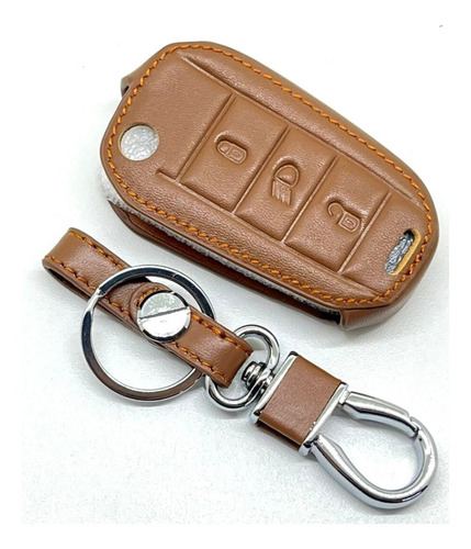 Capa Couro Caramelo Chave Canivete 3 Botões Peugeot 407 408