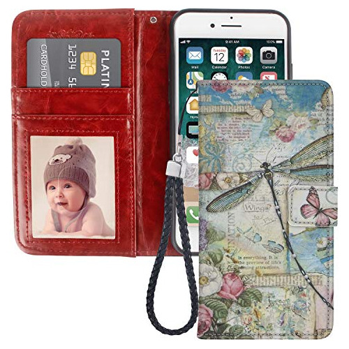 Caja De Wallet De Dragonfly Para iPhone 7 Plus (7+) O iPhone