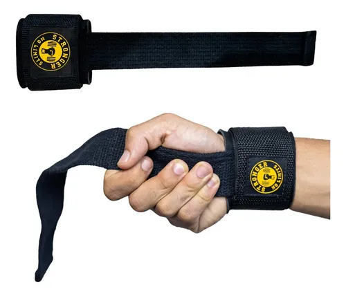 Straps Monster Par Academia Costas Punho Musculação Luva Cor Pret...