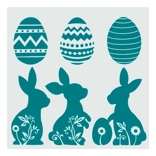 Stencil Plantilla Hyn Linea D 065 Huevo Pascua Conejos