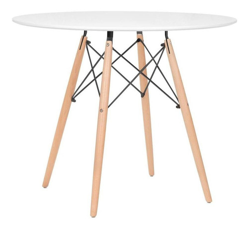 Mesa Jantar Redonda Eames Wood Cozinha Mdf  90 Cm  Av Cor da tampa Branco