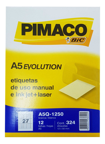 Etiquetas 27 Pimaco 12 X 50 Papel A5 Adesiva Ink-jet/laser Cor Branco