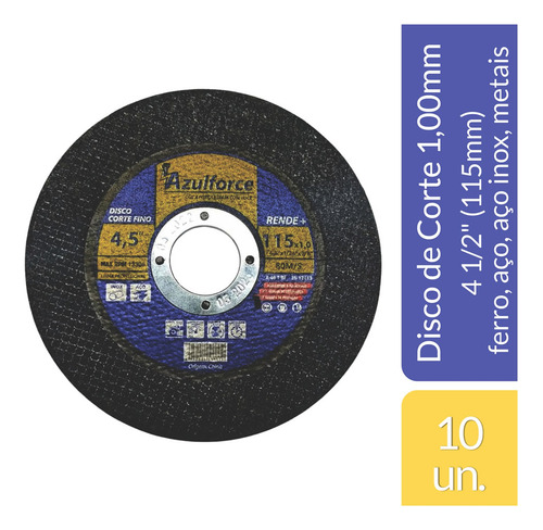 Kit 10 Disco De Corte Inox 4 1/2 (fino) 115 X 1,0 X 22mm