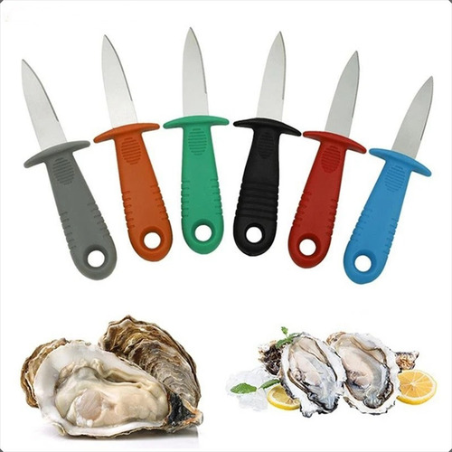 Faca Para Ostras Mariscos Frutos Do Mar Kit 2 Cor Preto