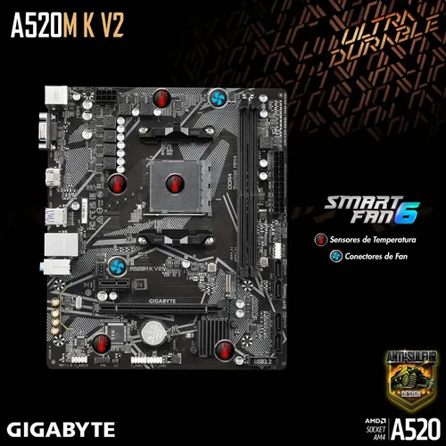 Placa mãe Gigabyte Ultra Durable A520M K V2 | MercadoLivre