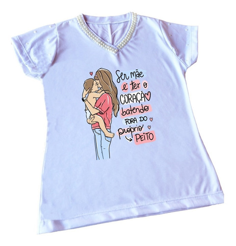Baby Look Blusa Camiseta Dia Das Mães Coração Fora Do Peito