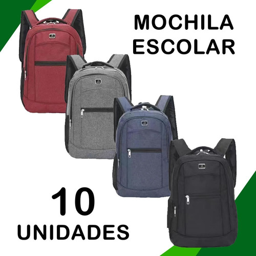Imagem 1 de 5 de Kit 10 Mochila Unissex Escolar