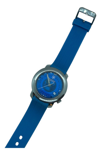 Reloj Victorinox V7 00 Azul Cristal De Zafiro Coleccionable Bisel Plateado