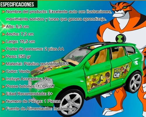 Carro Realistico Ben10 Calidad Multidirecc Sonidos Diversion