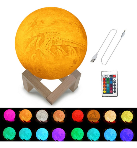 Lámpara De Luna Con Impresión 3d De 16 Colores, 8 Cm