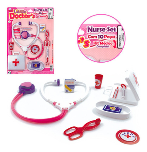 Kit De Médica Barbie Criança Cartela 9 Acessorios Completo
