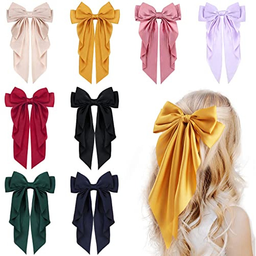 8pcs Big Satin Layered Hair Bows Para Mujer Chicas 8 7vvyp