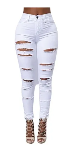 Pantalon Blanco Roto Dama MercadoLibre