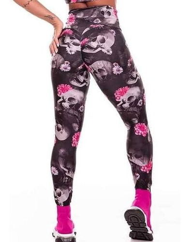 Legging Brasileño Evifit Activewear Negro Calaveras Push Up