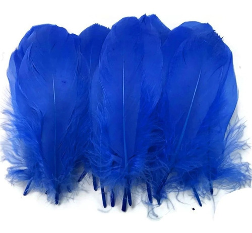 Plumas Decorativas Artificiales Azul Oscuro Paquete X 20