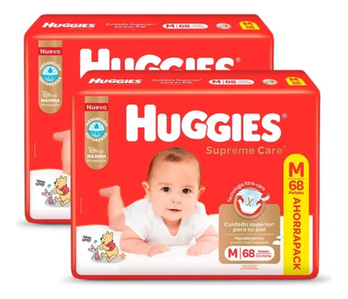 Pañales Huggies Supreme Care Ahorrapack M G Xg Xxg Xxxg X 2