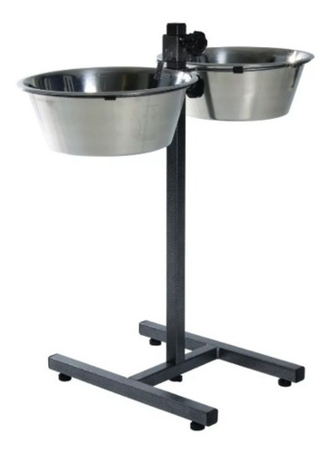 Comedero 29cm Elevado Ajustable Perros Altura Regulable Color Plateado