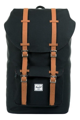 Mochila Herschel Little America Negra Color Negro Diseño de la tela Liso