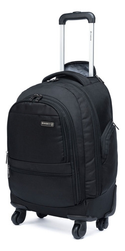 Mochila Executiva De Rodinhas Espaçosa Reforçada Trabalho Cor Preto 2 Desenho Do Tecido Liso