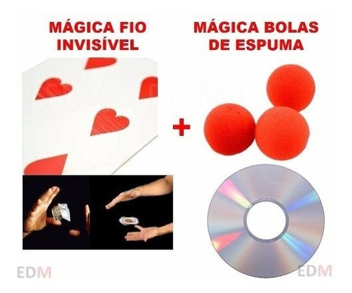 Kit Mágica Fio Invisível + 3 Bolas De Espuma Truques Variado