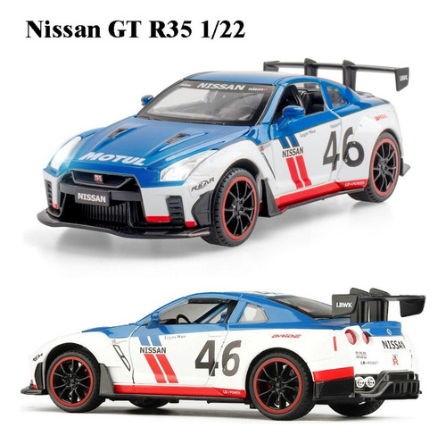 Nissan Gt R35 1/22 Coche De Metal En Miniatura Con Luces Y