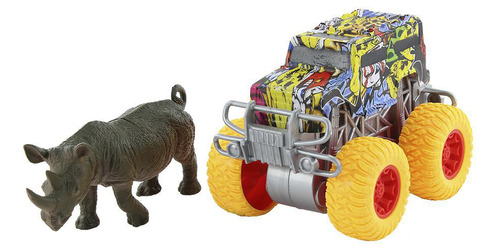 Carrinho Animal Dinossauro Monster Truck Fricção 4x4 Amarelo