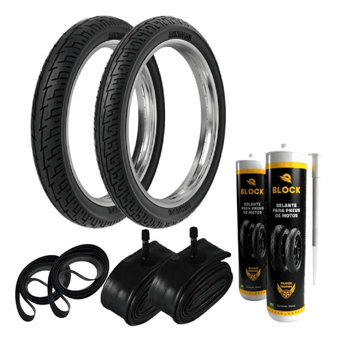 Pneu 90/90-18 + 100/90-18 Bs32 + Camaras + Cintas + Selantes