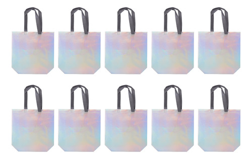 Juego De 10 Bolsas De Regalo Reutilizables Plateadas Brillan