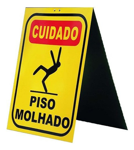 Placa Sinalizadora Indicadora Piso Molhado Tipo Tripe Cor Amarelo