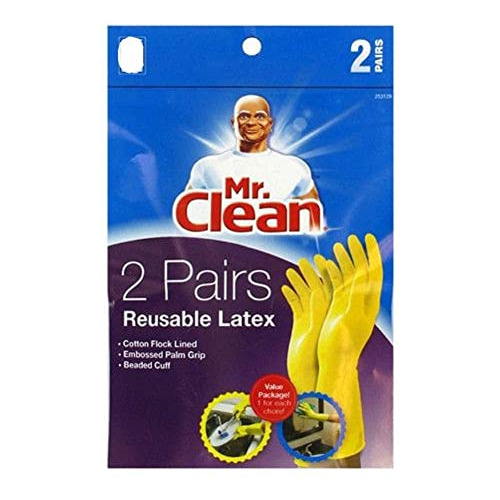 Mr. Clean Guantes De Látex Reutilizables Grandes, 2 Colores,