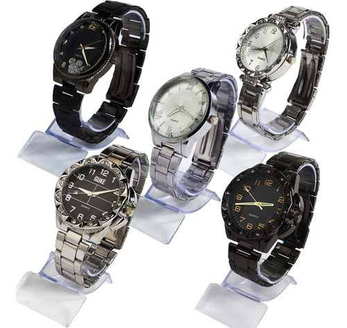 5 Lindo Relógios Feminino Aço Preto Prata Presente Promoção!