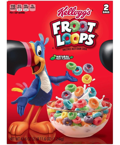 Cereal Froot Loops De Kelloggs Caja De 2 Bolsas 1.24 Kilos